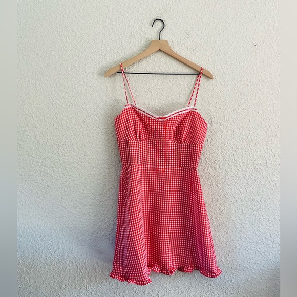 Sienna Sky Red Gingham Mini Dress - Picture 1 of 12